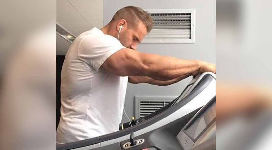 Jay Cutler performing cardio workouts on a treadmill